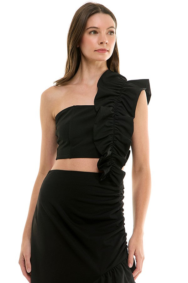 Ruffle One Shoulder Tank