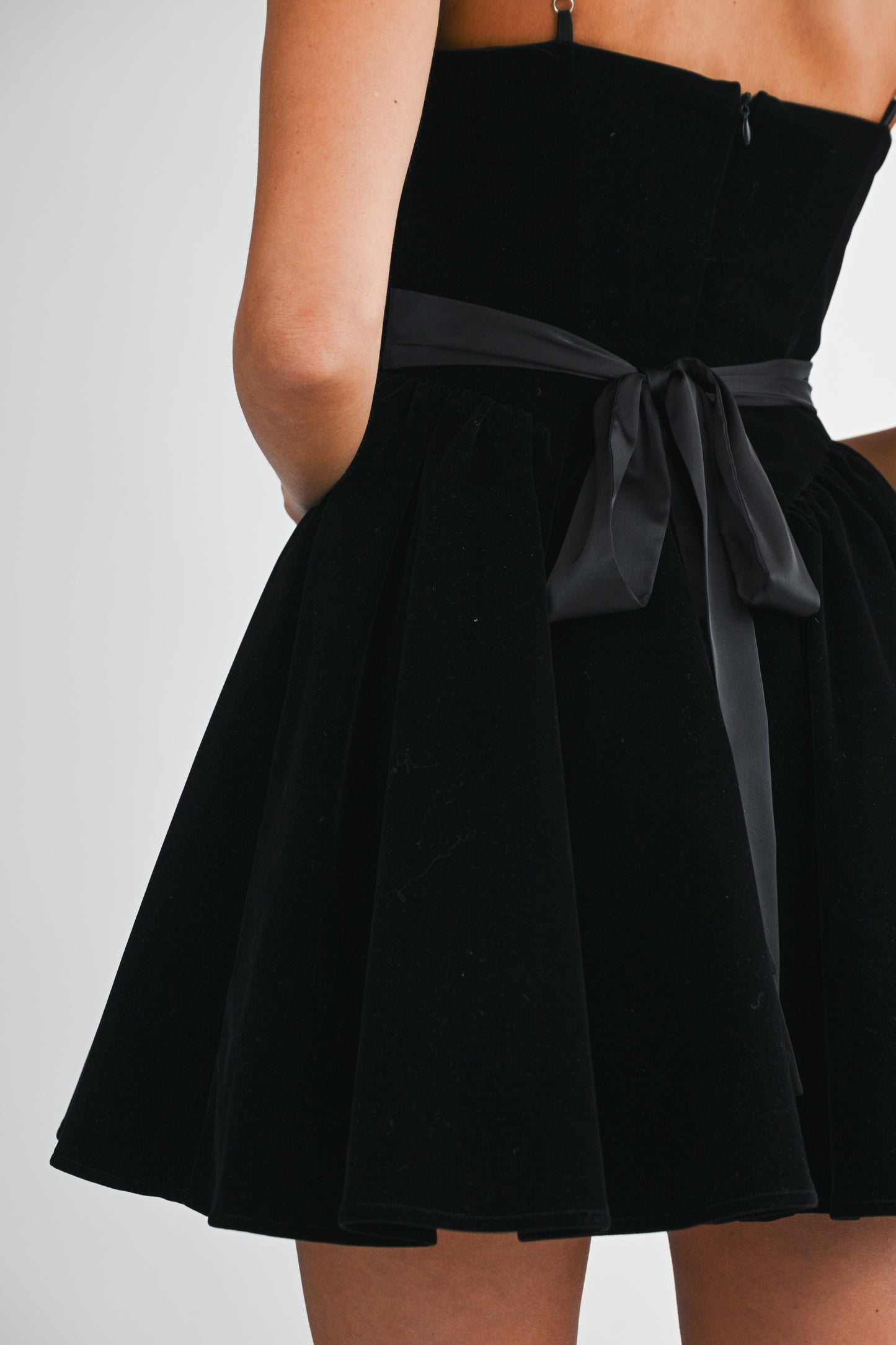 VELVET BUSTIER MINI DRESS