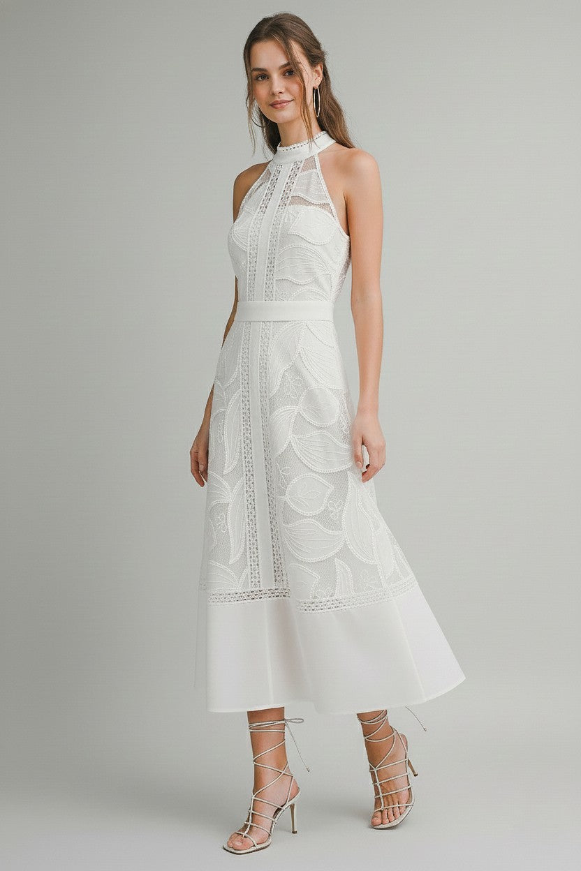 High Neck Midi Lace Dress/Coming Soon