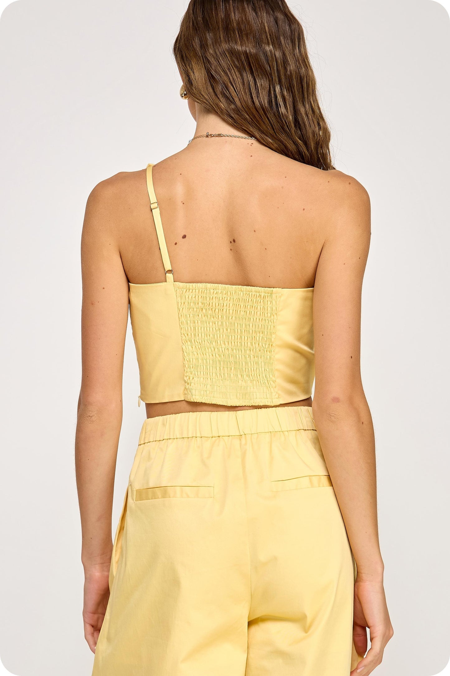 One-shoulder Knotted Flower Bow Crop Top &pants Set//AVAILABLE IN USA//