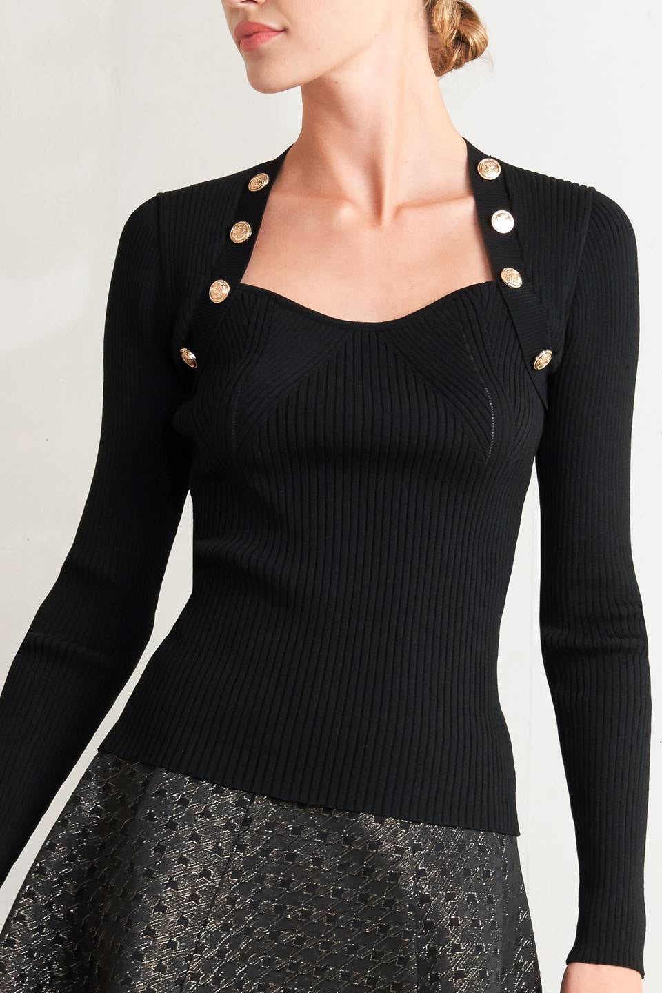 Sweater Knit Button Top