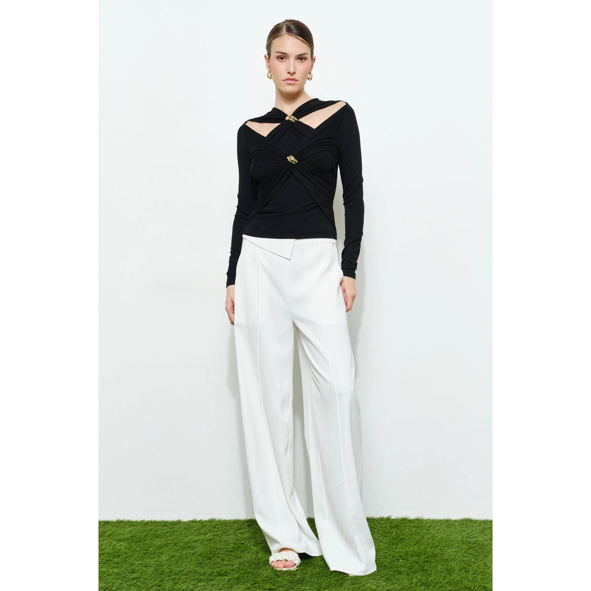 Chic Knit Cutout Gold Ring Top//preorder//