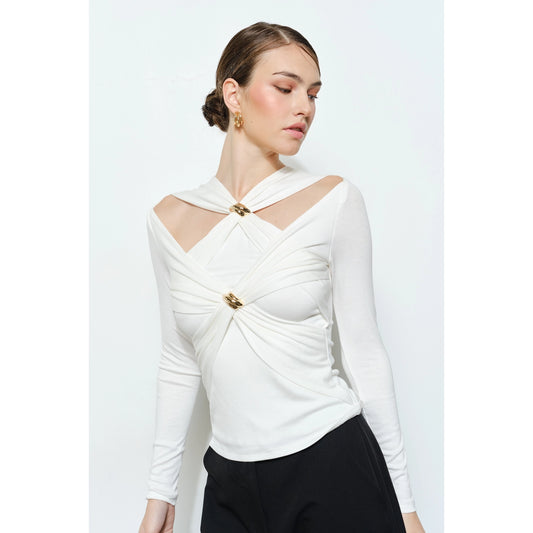 Chic Knit Cutout Gold Ring Top//preorder//