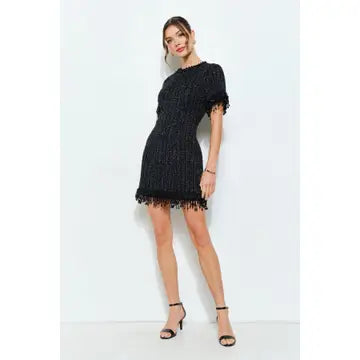 Beaded Fringe Tweed Mini Dress//preorder//