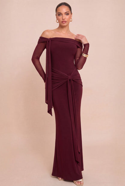 Off/s Tie Front Mesh Maxi Dress//PREORDR//