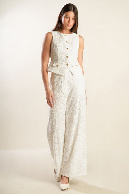 A Woven Lace Vest & Pants Matching Set