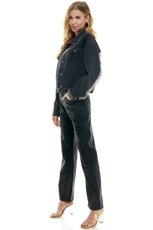 Oversize Denim Black  Jacket