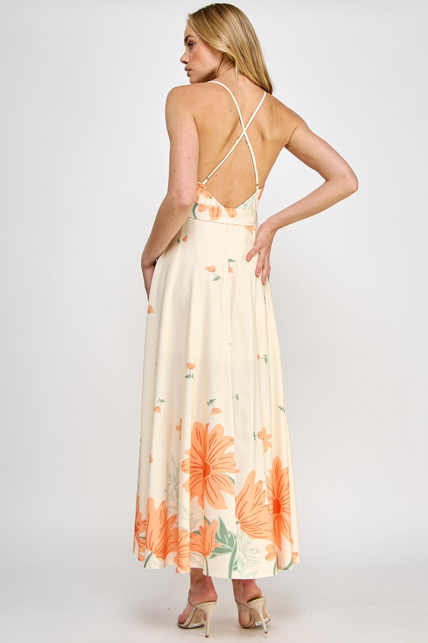 Floral Open Back Maxi Dress