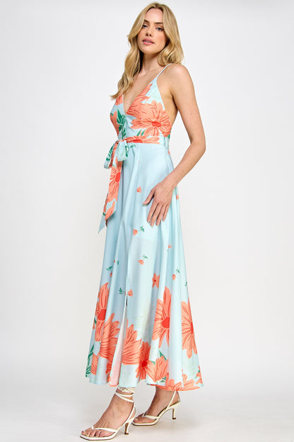 Floral Open Back Maxi Dress