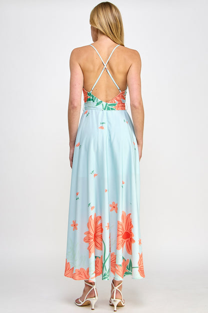 Floral Open Back Maxi Dress