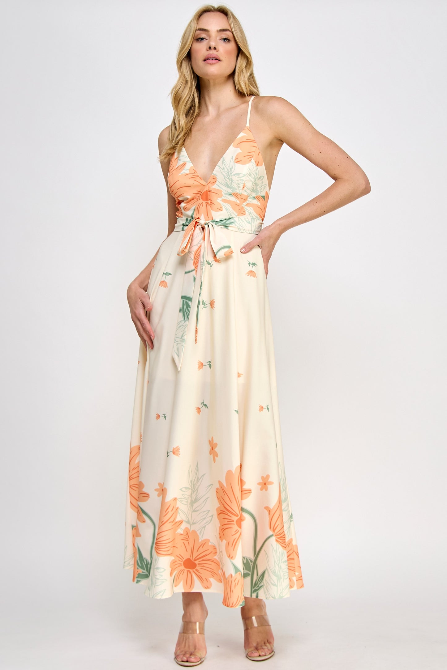 Floral Open Back Maxi Dress