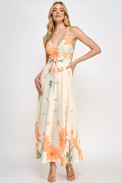 Floral Open Back Maxi Dress