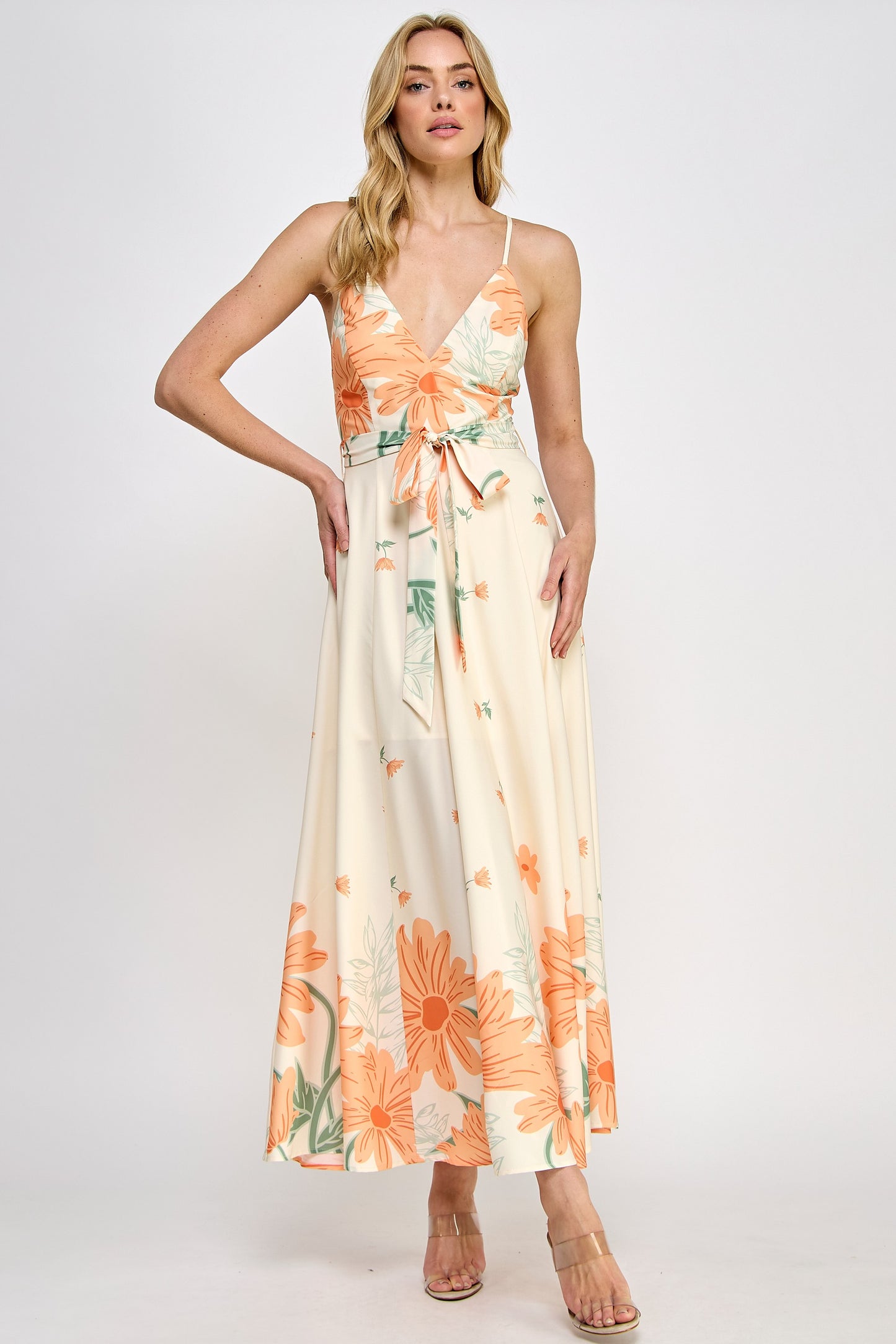 Floral Open Back Maxi Dress