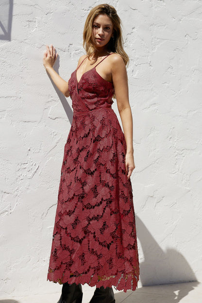 CROCHET LACE MIDI DRESS