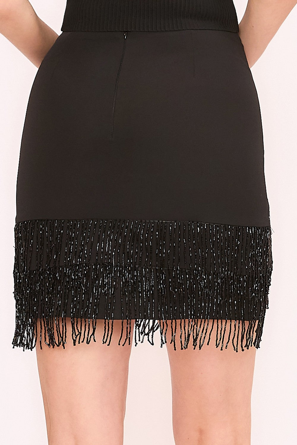 Jewel Fringe Woven Mini Skirt