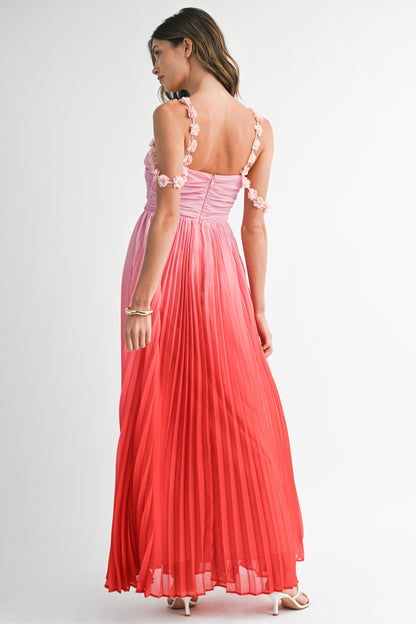 Ombre Pleated Maxi Dress