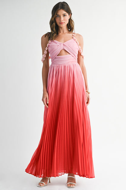 Ombre Pleated Maxi Dress