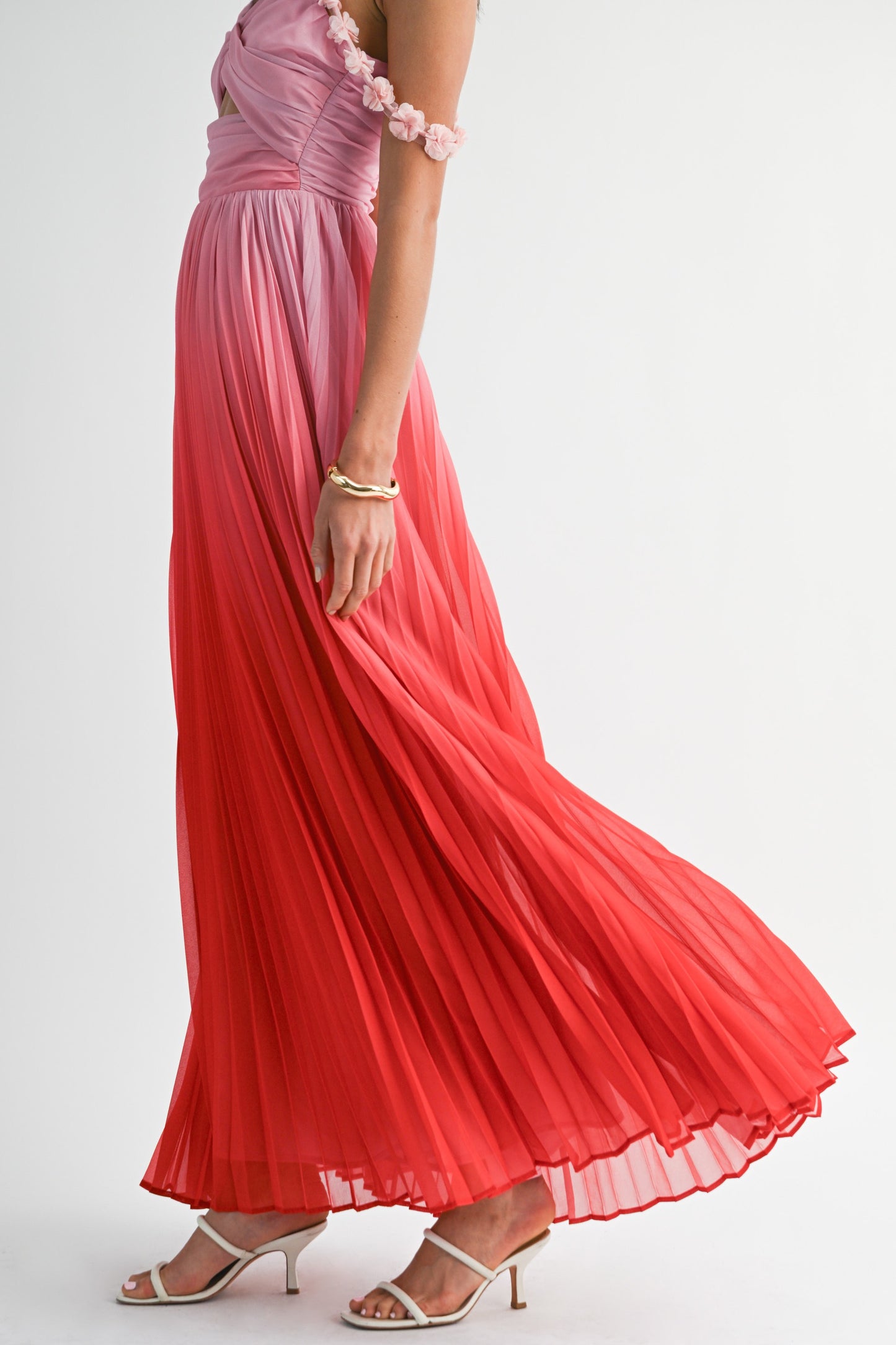 Ombre Pleated Maxi Dress