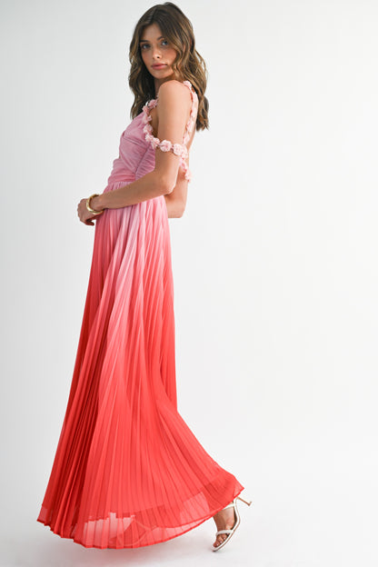 Ombre Pleated Maxi Dress