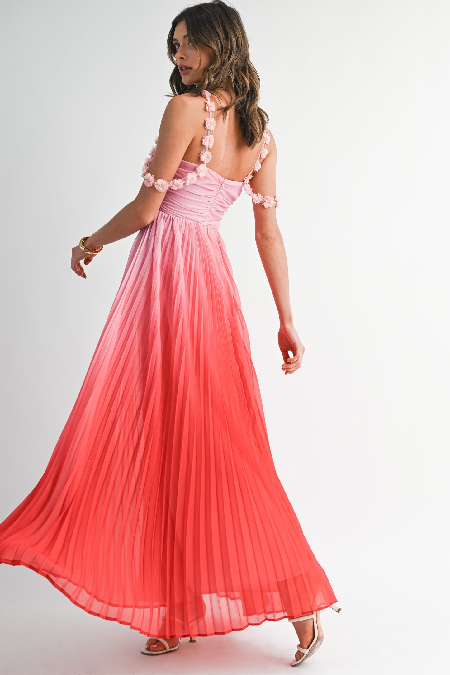 Ombre Pleated Maxi Dress