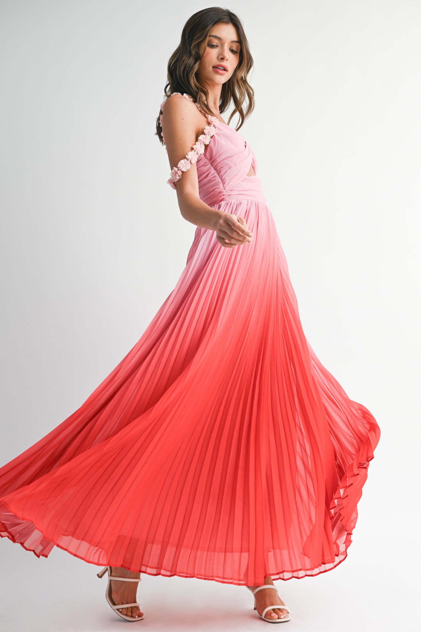 Ombre Pleated Maxi Dress