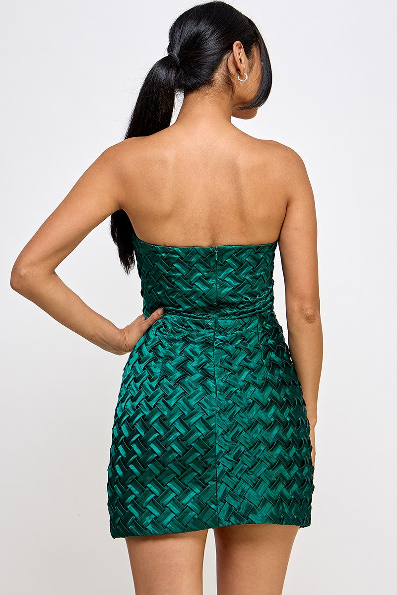 Square Pattern Tube Mini Dress