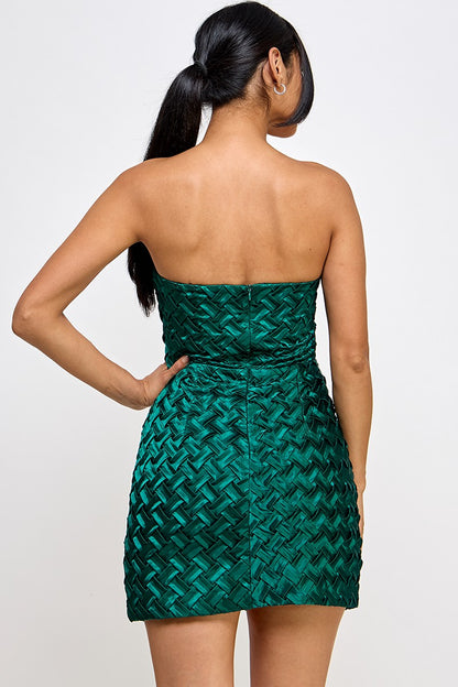 Square Pattern Tube Mini Dress