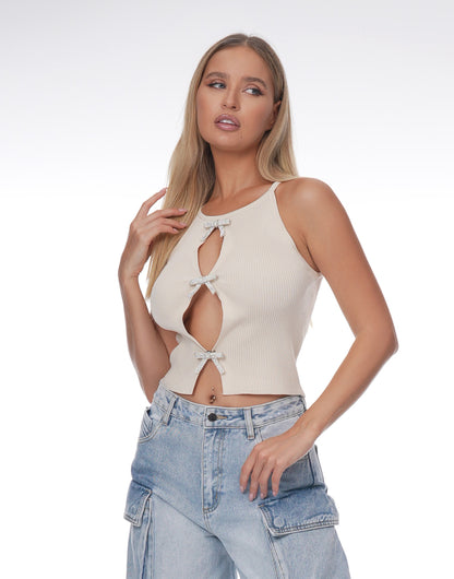 Rhinestone Ribbon Top