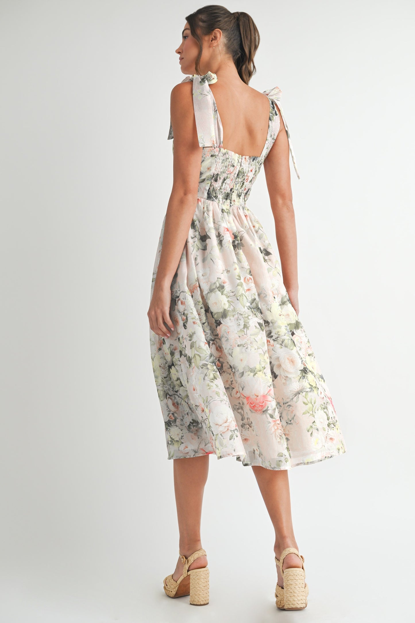 Floral Printed Midi Dress/%50 OFF