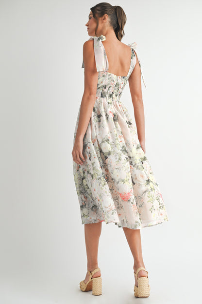 Floral Printed Midi Dress/%50 OFF