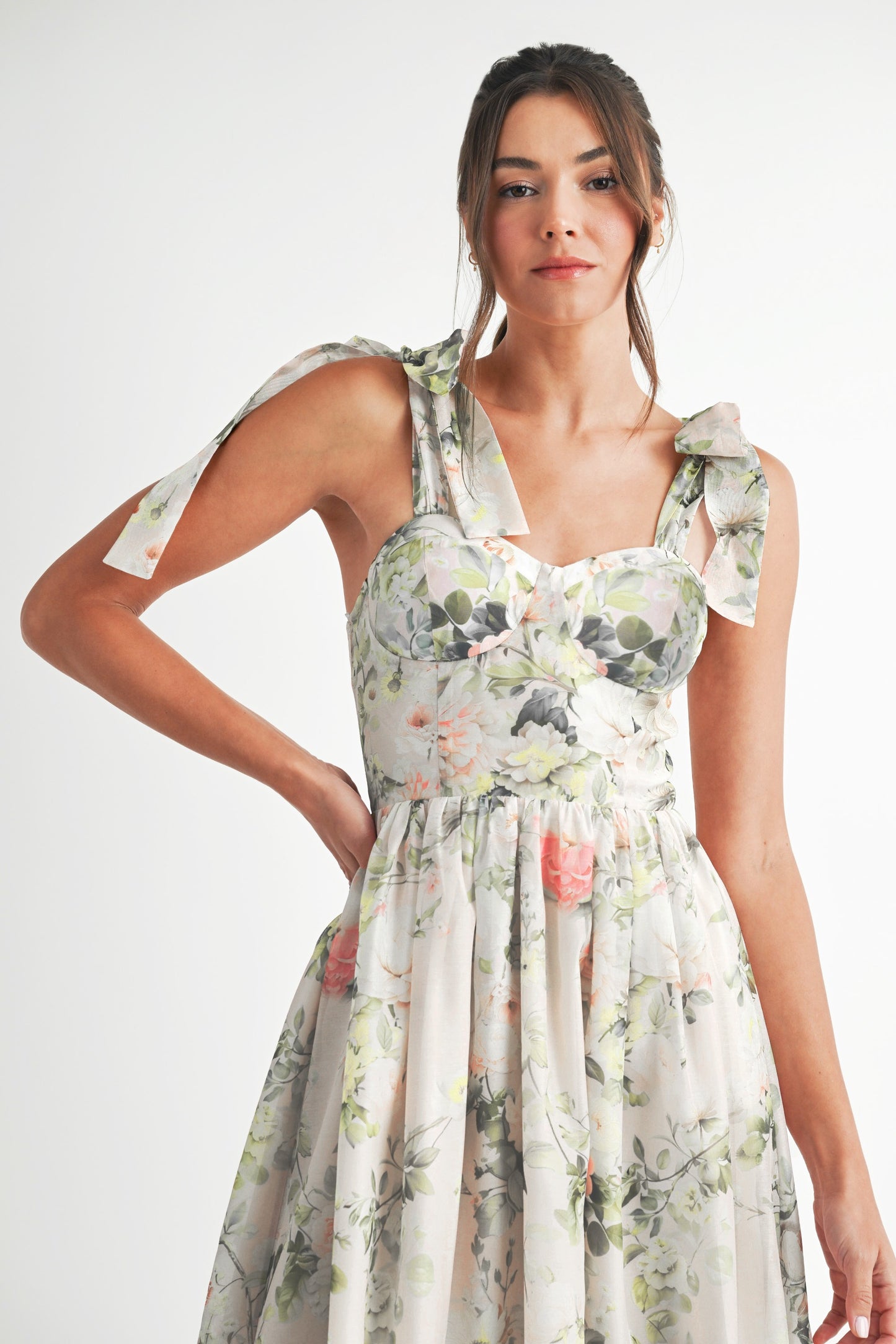 Floral Printed Midi Dress/%50 OFF