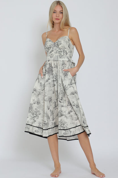 THIN ADJUSTABLE STRAP BELT MIDI DRESS