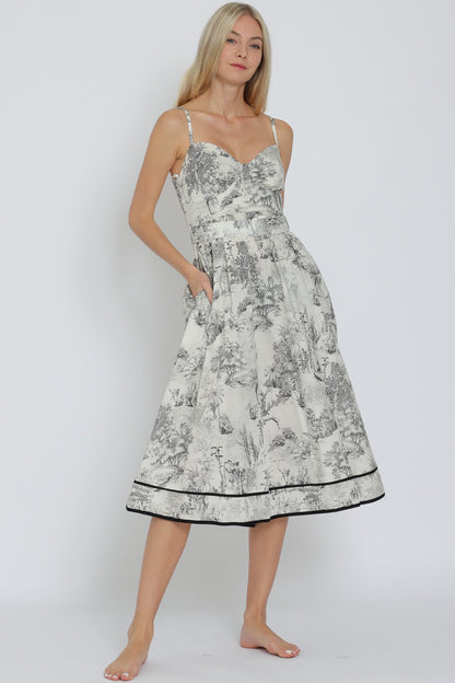 THIN ADJUSTABLE STRAP BELT MIDI DRESS