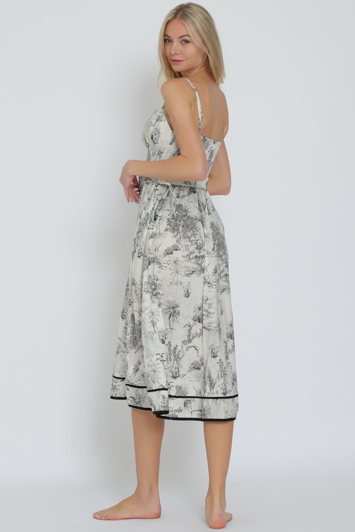 THIN ADJUSTABLE STRAP BELT MIDI DRESS