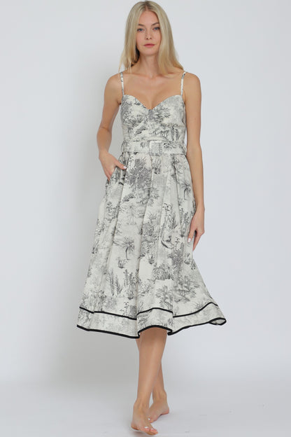 THIN ADJUSTABLE STRAP BELT MIDI DRESS