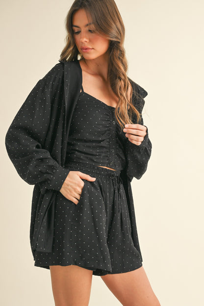 Rhinestones Crinkled 3-pieces Set