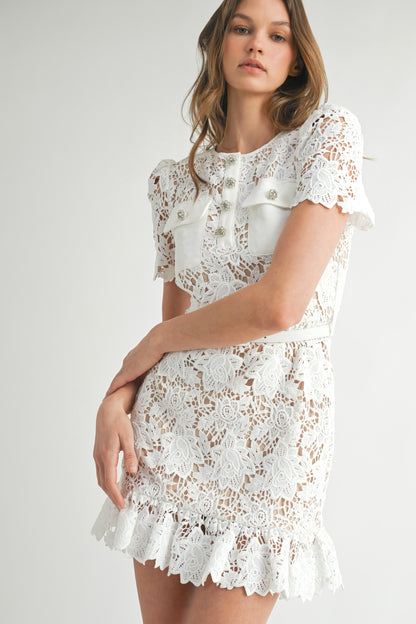 Lace Short Sleeve Mini Dress/COMINGSOON