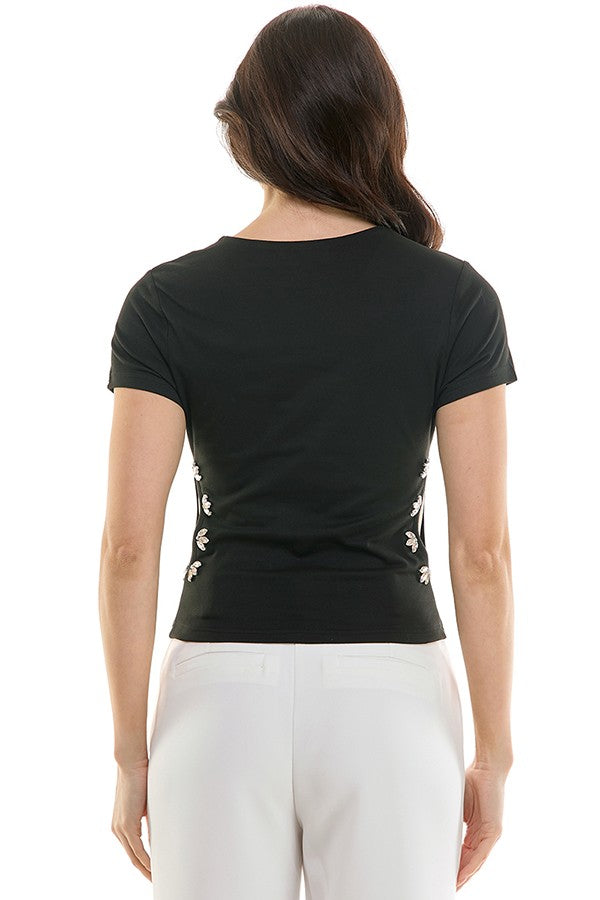 Side Cut Out Crop Fitted Tee