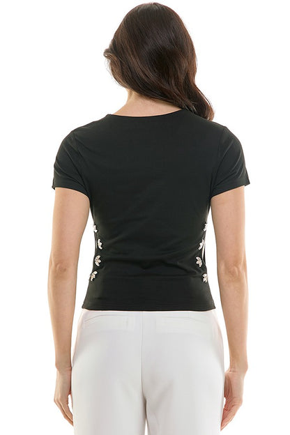 Side Cut Out Crop Fitted Tee