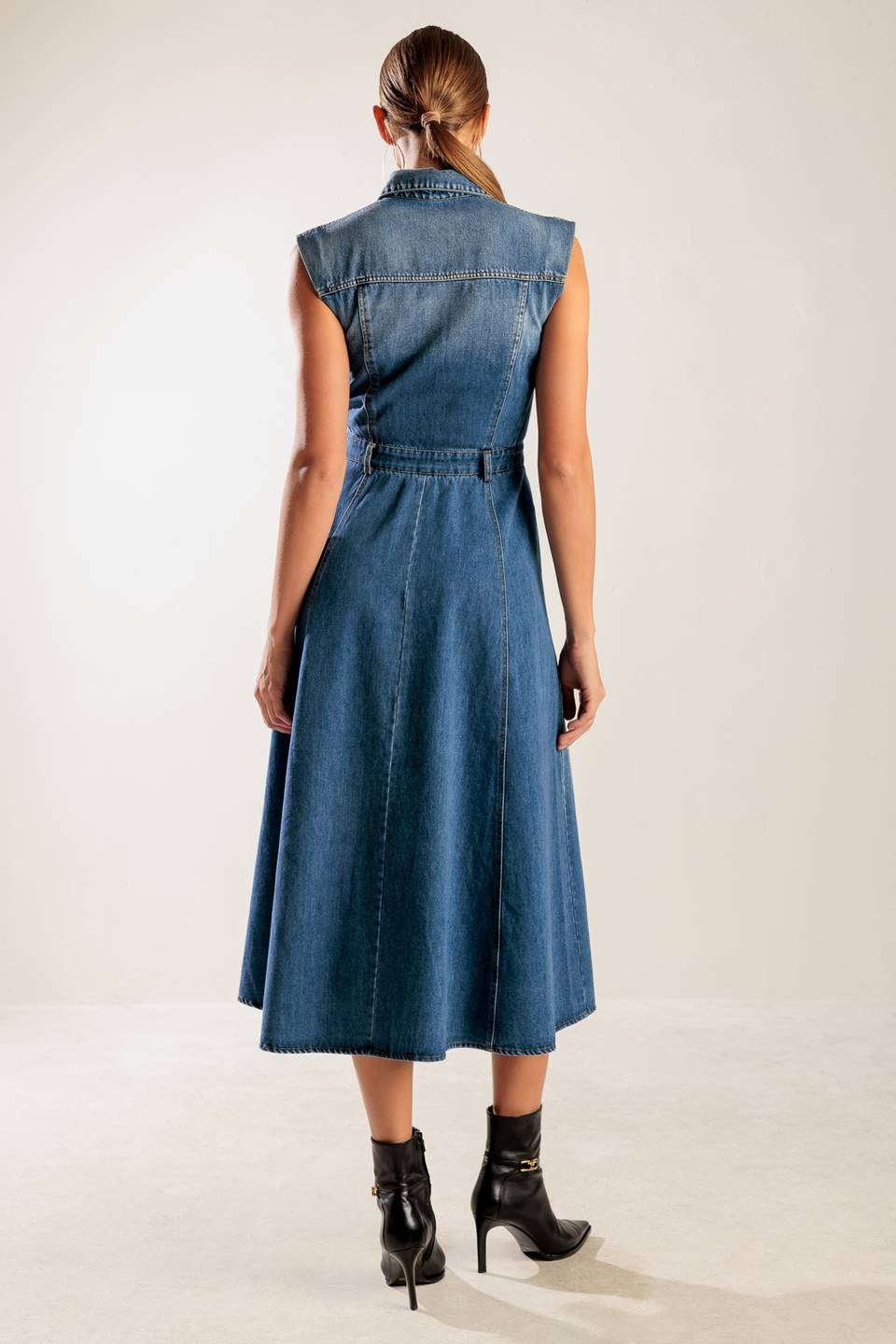 Washed Denim Midi Dress