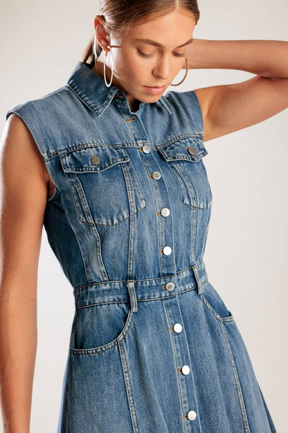 Washed Denim Midi Dress
