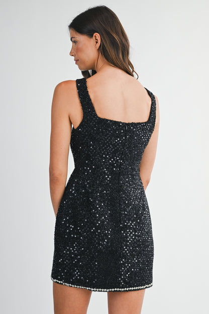 Sequin Boucle Sleeveless Mini Dress