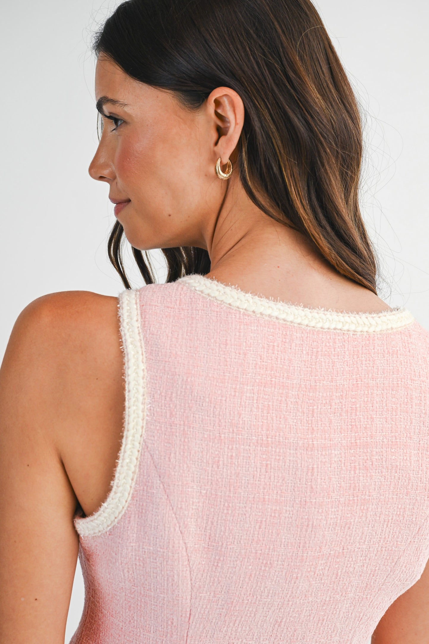 Braided Edge Detail Tweed Vest And Shorts Set