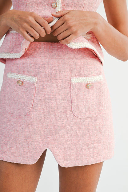 Braided Edge Detail Tweed Vest And Shorts Set