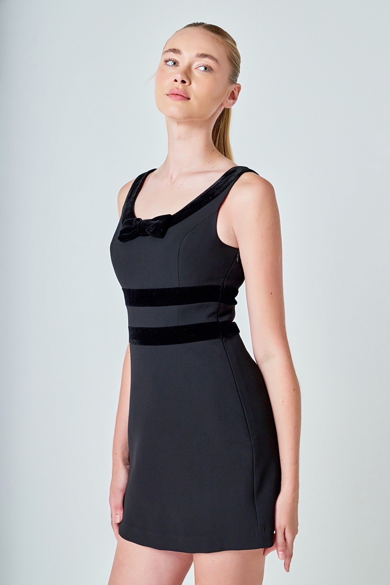 Velvet Bow Mini Dress