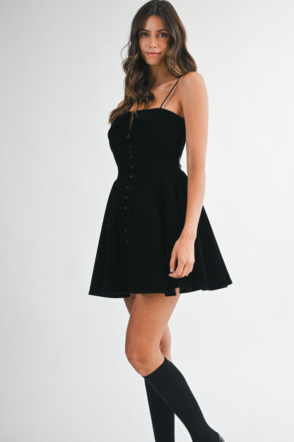 VELVET BUSTIER MINI DRESS