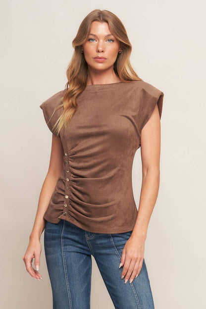 A faux suede top