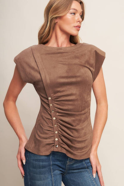 A faux suede top
