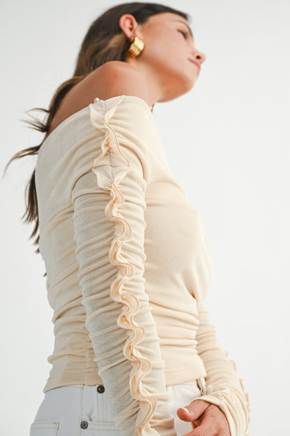 Off Shoulder Long Sleeve Knit Top