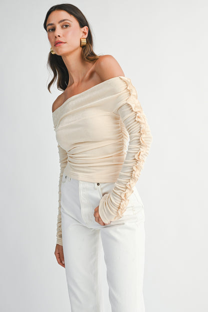 Off Shoulder Long Sleeve Knit Top